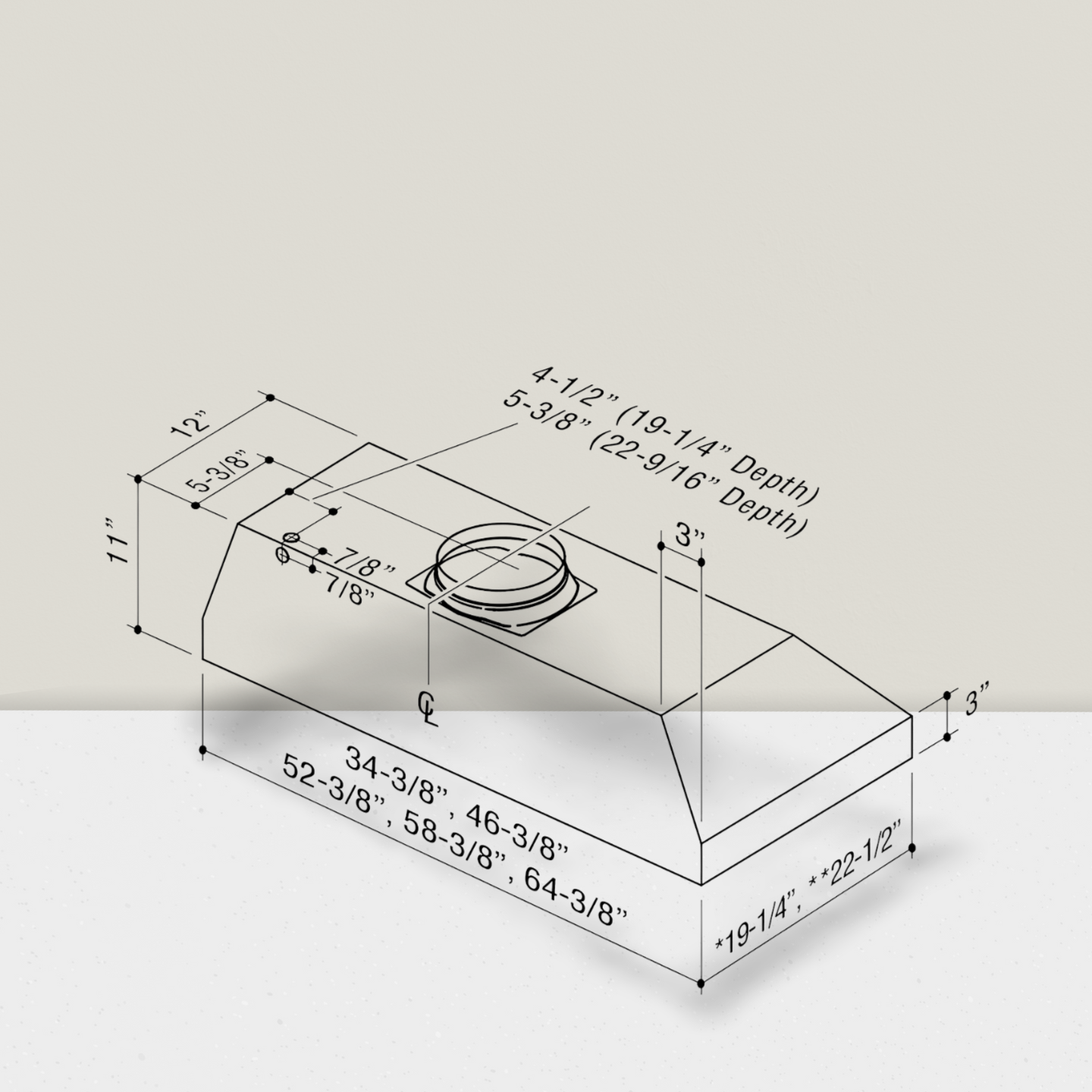 36-48-54-60-66 inch Built-In Range Hood with iQ12 Blower System - CP57IQT