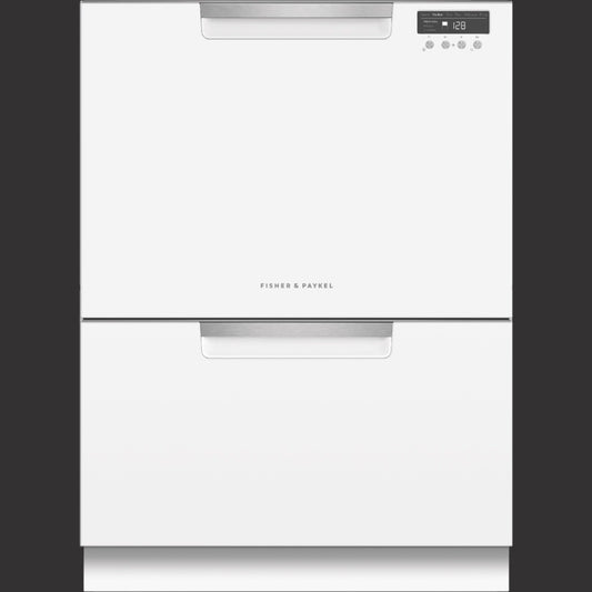 White Double DishDrawer™, Full Size, Recessed Handle