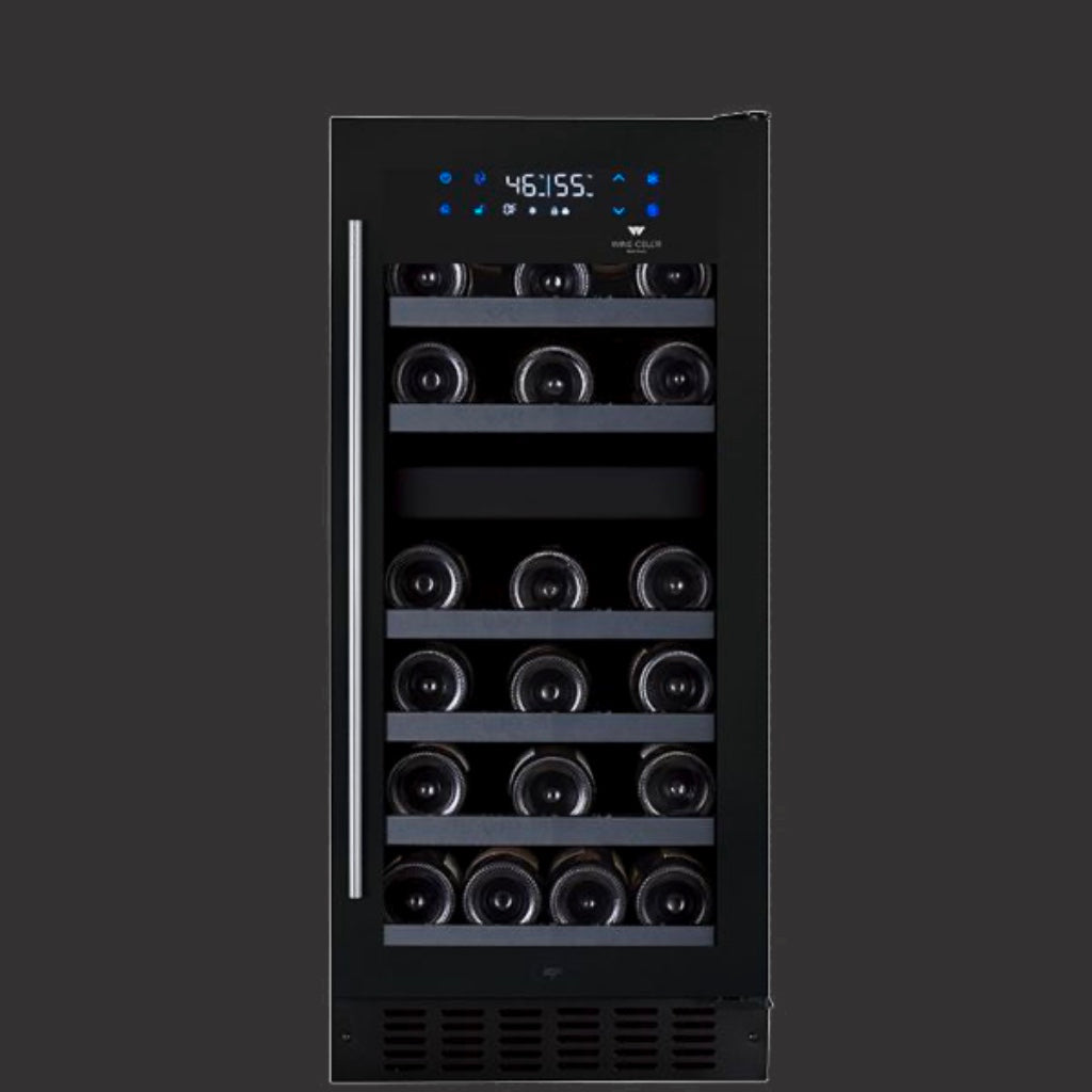 Black Pearl Serie - "Built-in" Full glass door without frame- Not reversible, 26 bottles Wine Cell'R WC32FGB5