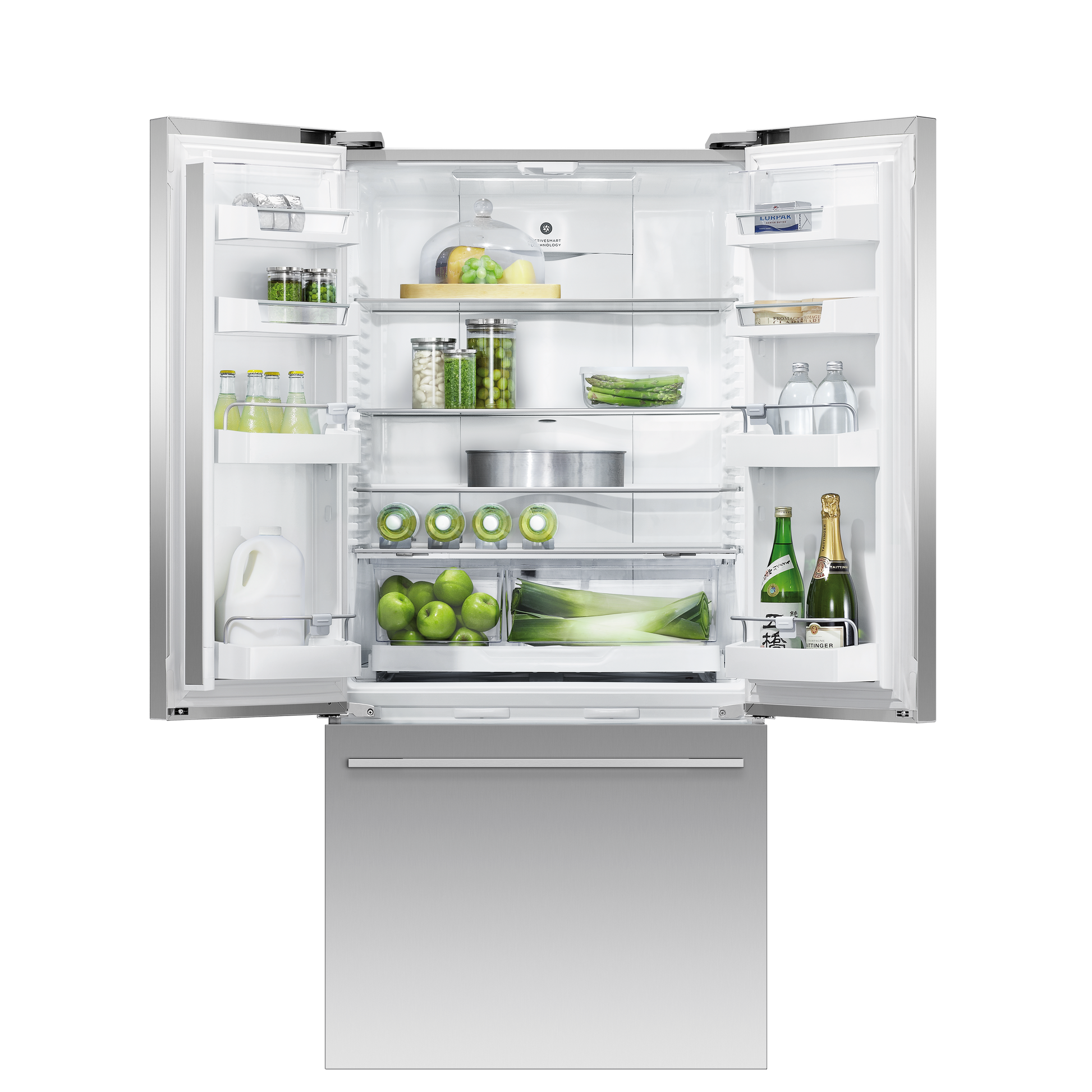 Freestanding French Door Refrigerator Freezer, 32", 16.9 cu ft, Ice, 84-mug-open