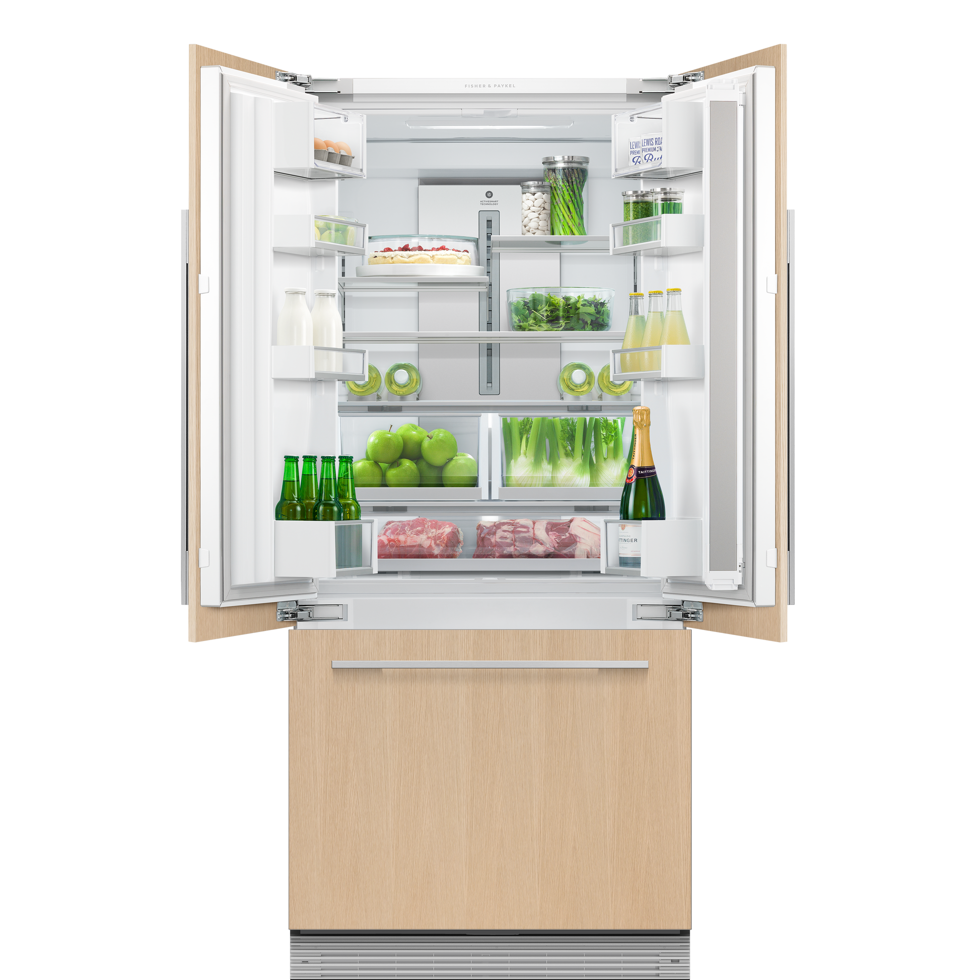 Integrated French Door Refrigerator Freezer, 32", Ice, 84-mug-open