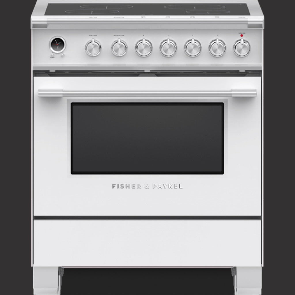 30" Classic Induction Range, 4 Zone, Self-cleaning, White