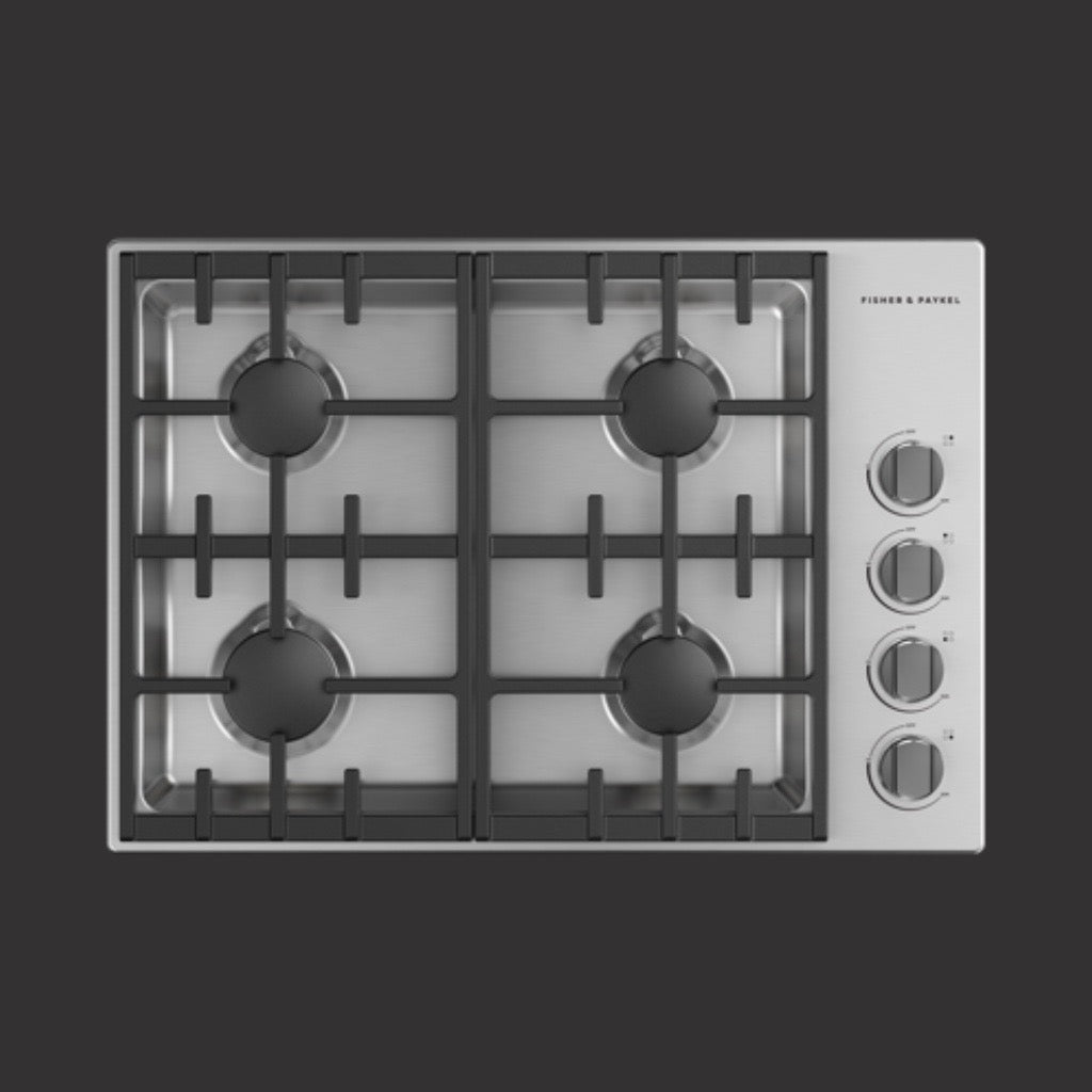30" Professional Drop-in Cooktop: 4 Burner with Halo Dials, Natural Gas