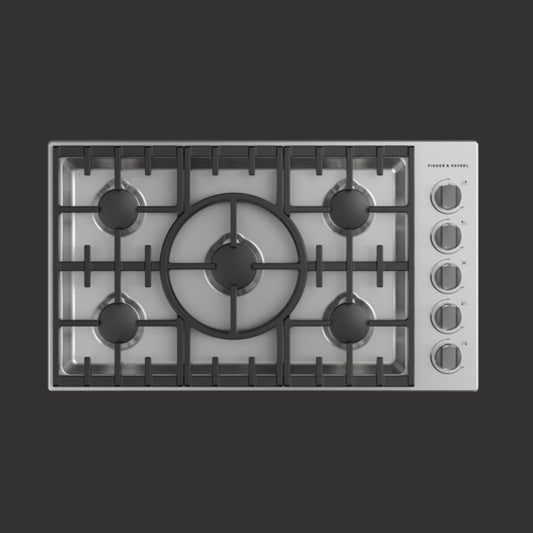 36" Professional Drop-in Cooktop: 5 Burner with Halo Dials, Natural Gas