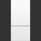 32" Bottom Mount Refrigerator Freezer, 17.5 cu ft, White, Non Ice & Water, Right Hinge, Recessed Handles, Counter Depth Contemporary