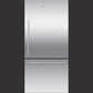 32" Bottom Mount Refrigerator Freezer, 17 cu ft, Stainless Steel, Non Ice & Water, Right Hinge, Counter Depth Contemporary