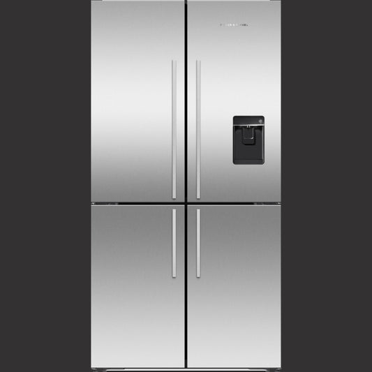 36" Quad Door French Door Refrigerator Freezer, 19.0 cu ft, Stainless Steel, Ice & Water, Counter Depth Contemporary