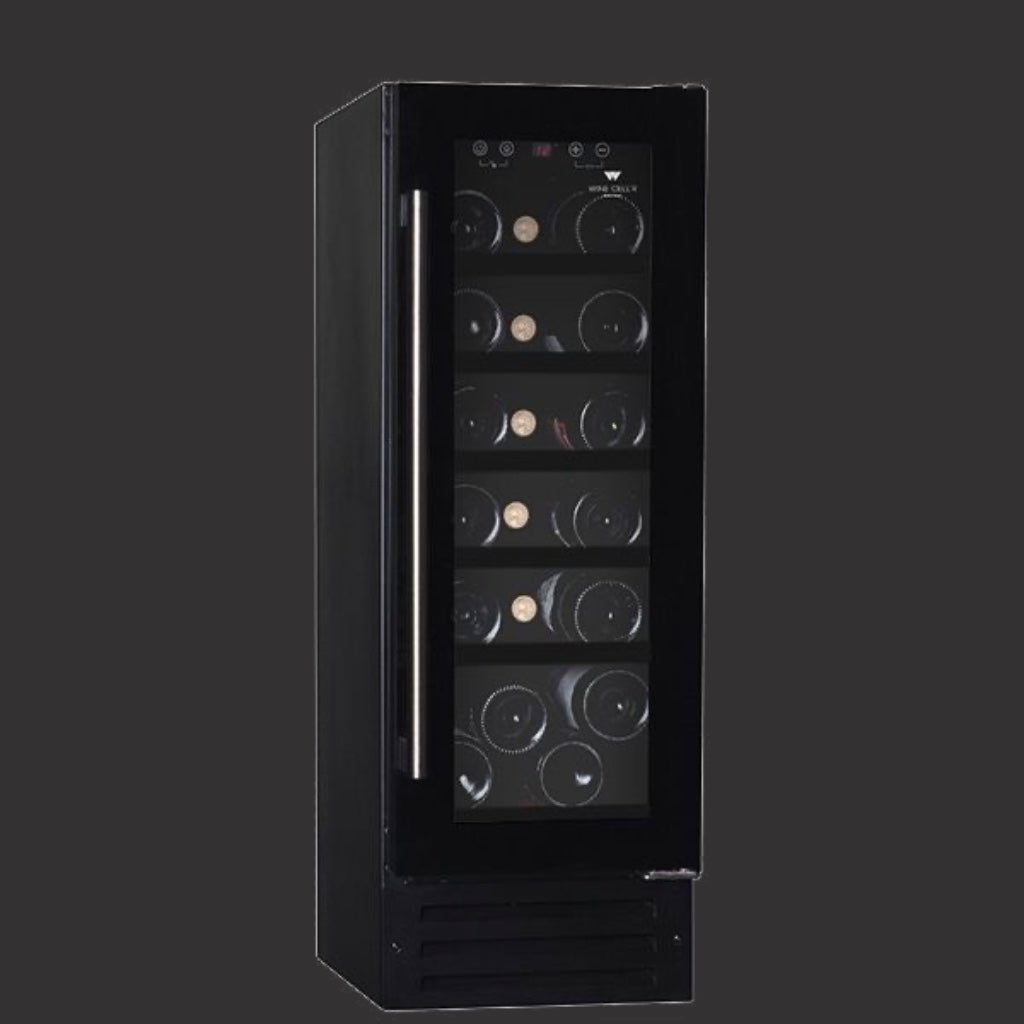 Black Pearl Serie - "Built-in" Full glass door - black - Reversible, 18 bottles Wine Cell'R WC18FGBK5