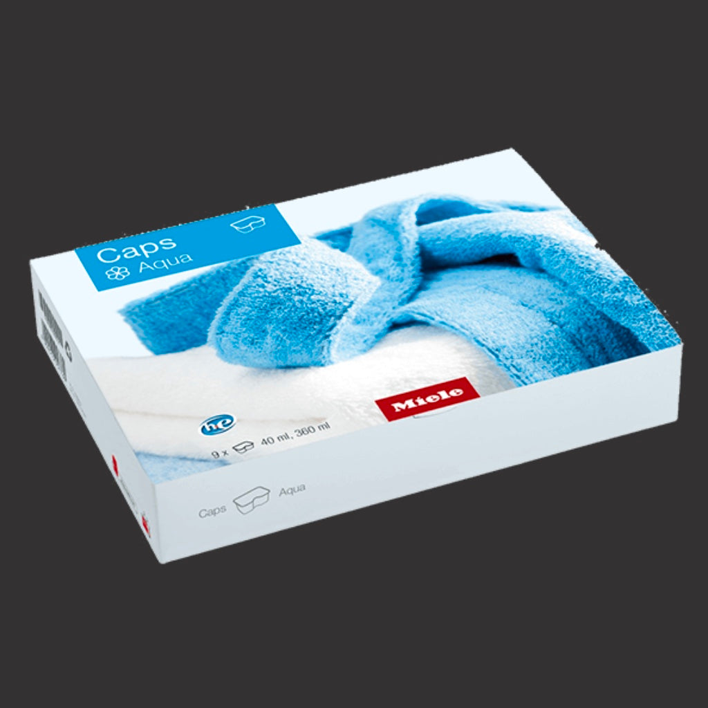 Aqua capsules 9-pack fabric softener for freshly scented laundry. Miele 10808510