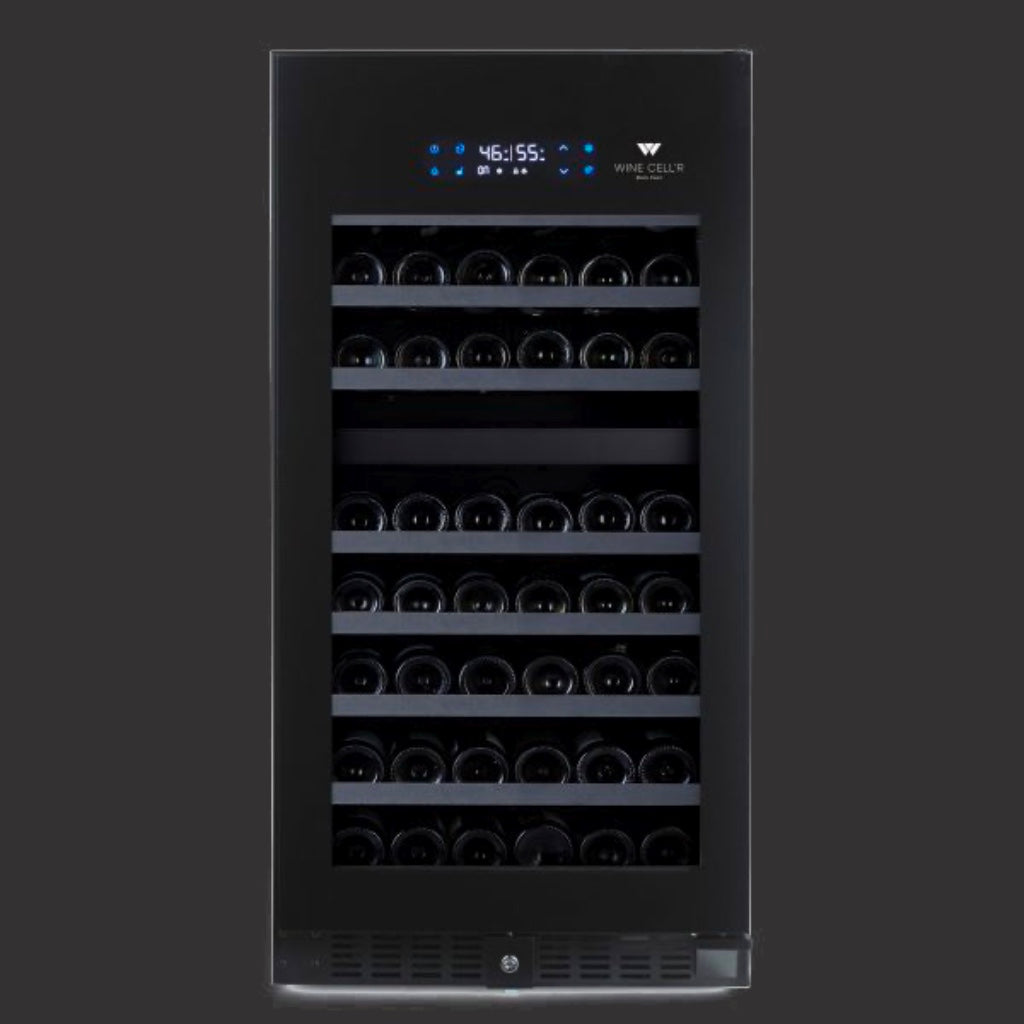 Black Pearl Serie - "Built-in" Full glass door without frame - Not reversible, 89 bottles Wine Cell'R WC94FGB5