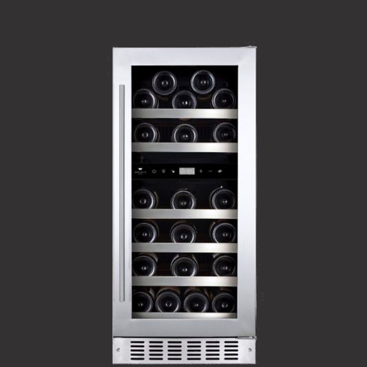 Diamond Serie - "Built-in" Glass door stainless steel trim - seamless frame - Reversible, 26 bottles Wine Cell'R WC26SSTDZ5