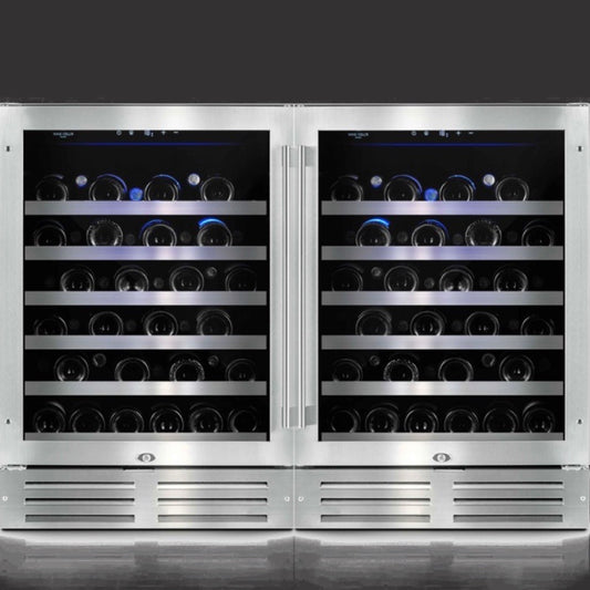 Diamond Serie - "Built-in" Glass door stainless steel seamless frame - Reversible, 92 bottles Wine Cell'R WC46SSTSZ5-2
