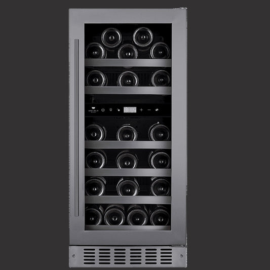 NEW - Black Diamond Serie - "Built-in" Glass door black stainless steel trim - seamless frame - Reversible, 26 bottles Wine Cell'R WC26SBDZ5