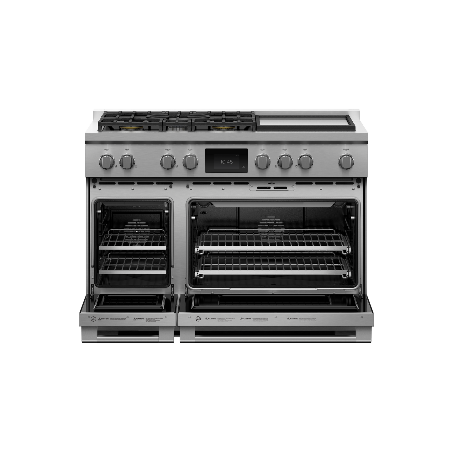 Dual Fuel Range, 48", 5 Burners with Griddle, Self-cleaning, 84-mug-open