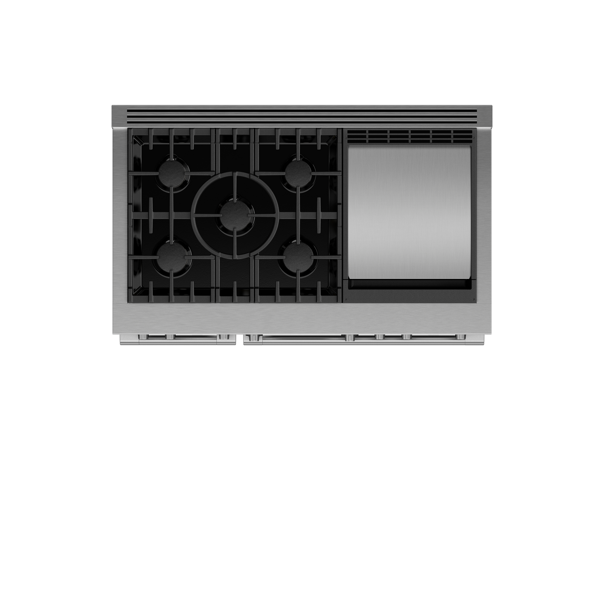 Dual Fuel Range, 48", 5 Burners with Griddle, Self-cleaning, LPG, 84-mug-closed