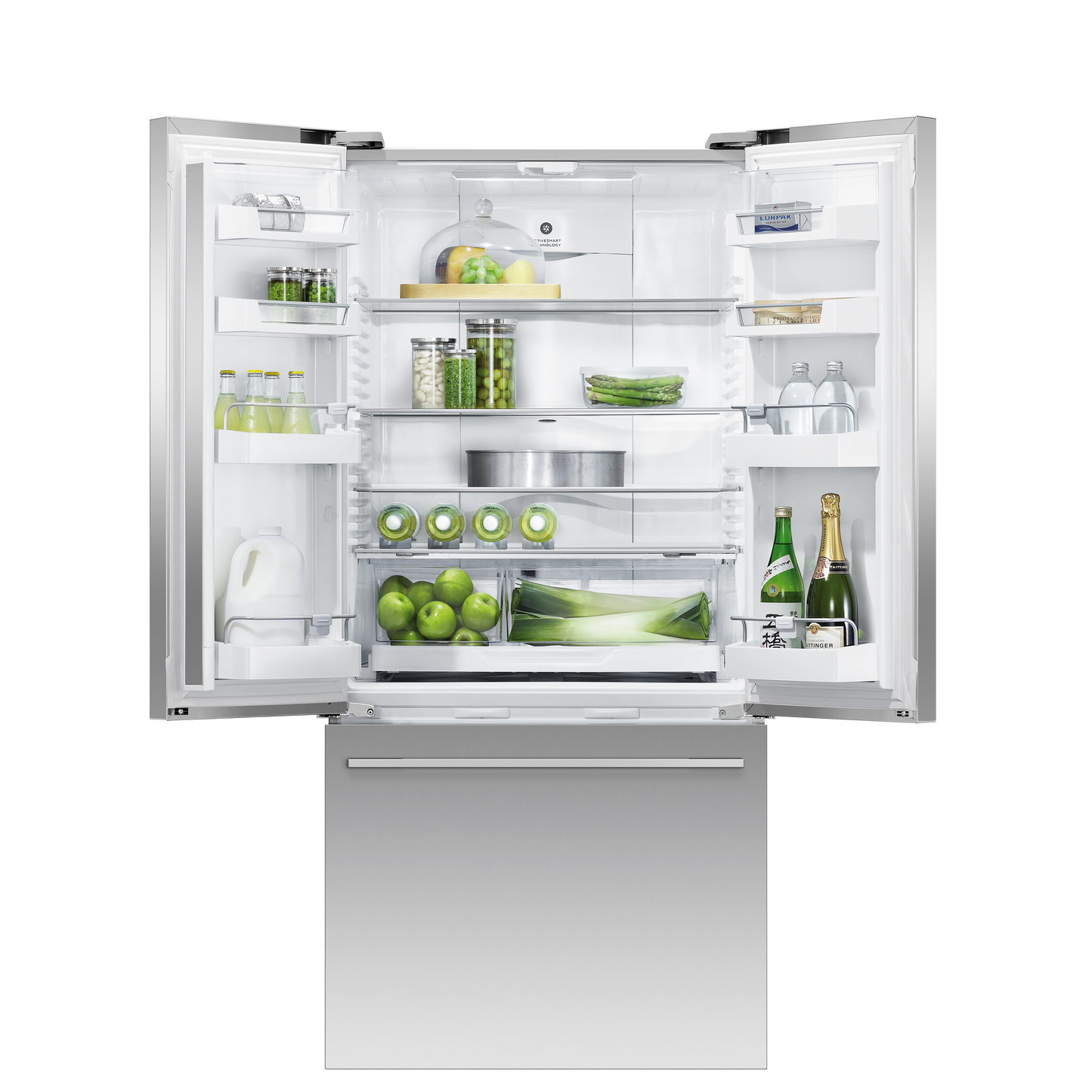 Freestanding French Door Refrigerator Freezer, 32", 16.9 cu ft, Ice, 84-mug-open