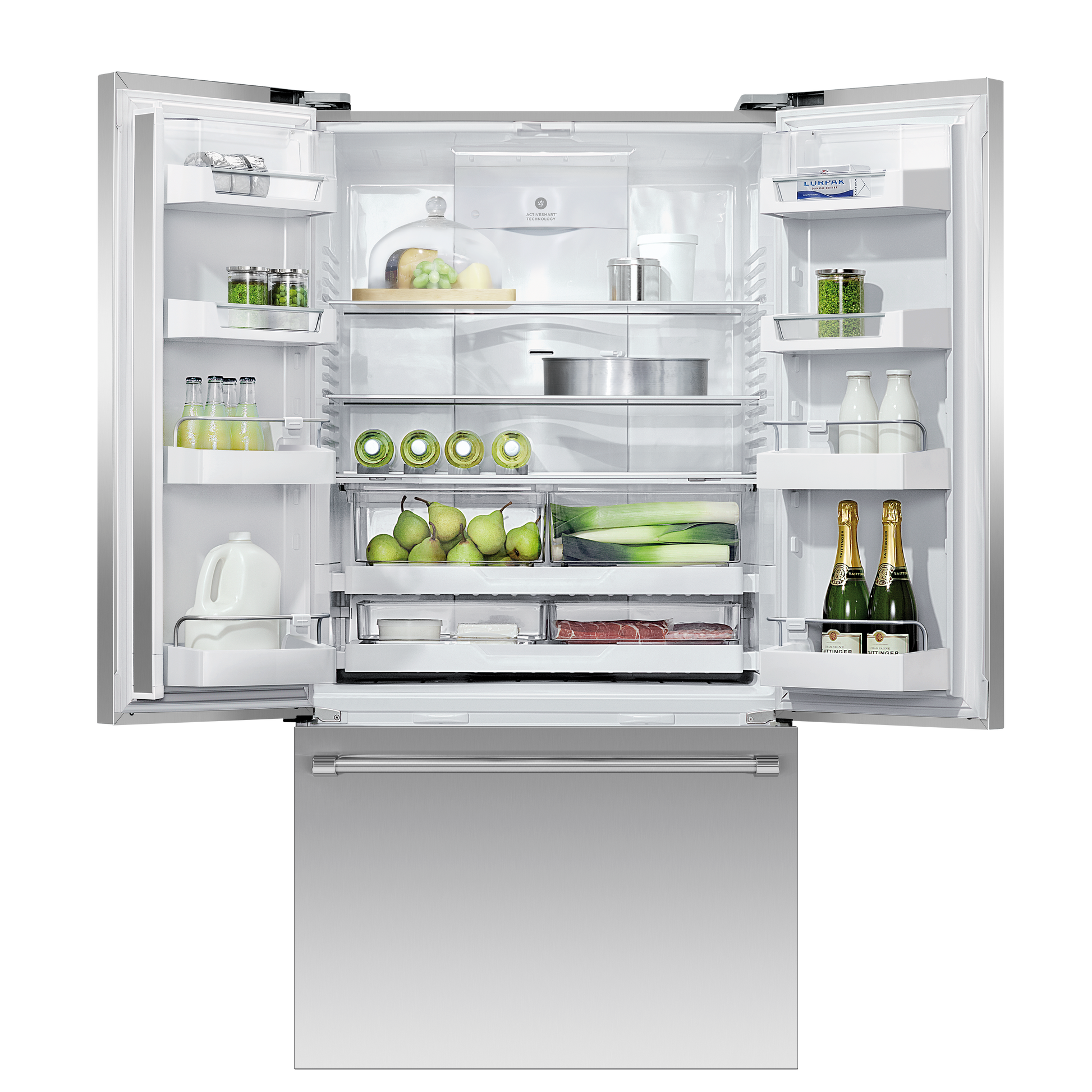 Freestanding French Door Refrigerator Freezer, 36", 20.1 cu ft, Ice, 84-mug-open