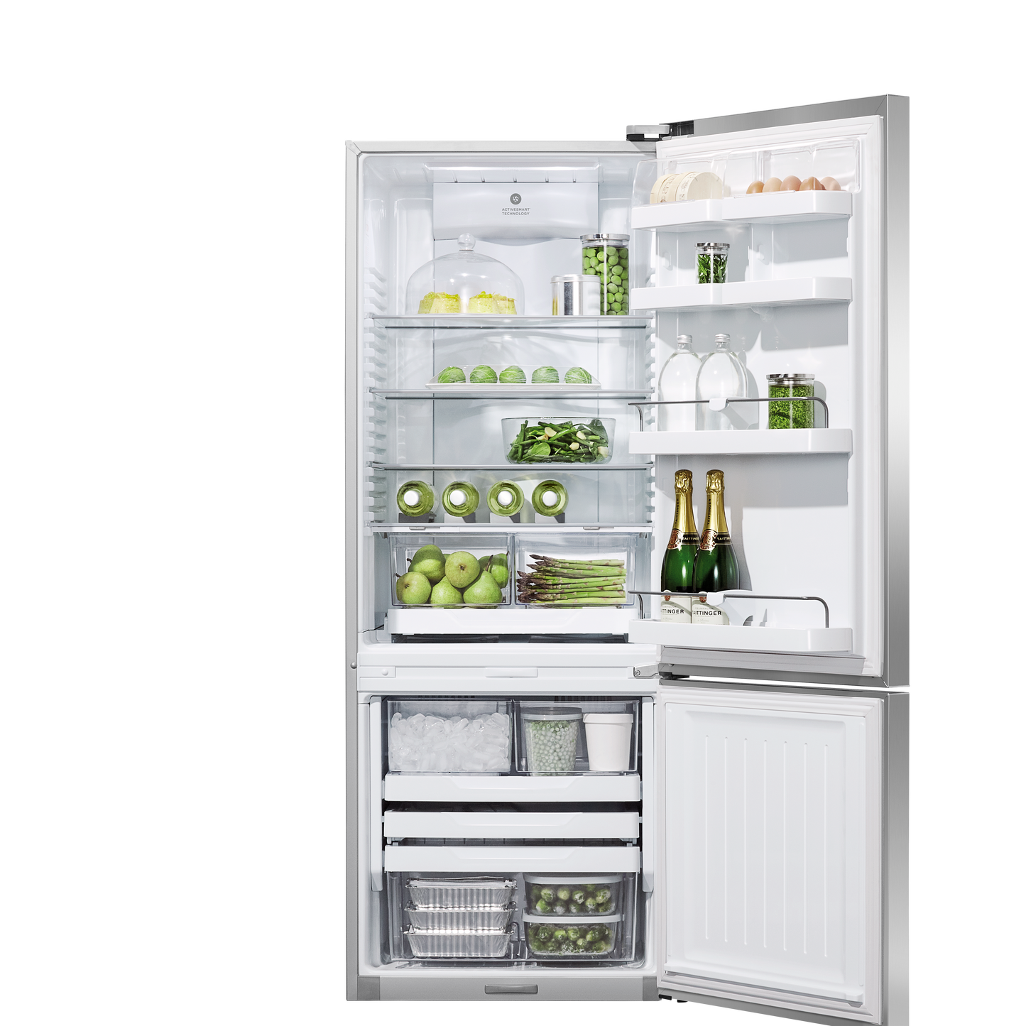Freestanding Refrigerator Freezer, 25", 13.5 cu ft, Ice & Water, 84-mug-open