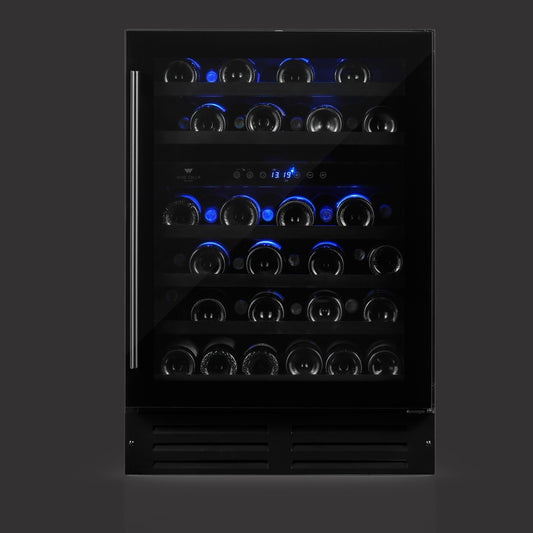 Série Black Pearl - Porte plein verre "Intégré" - Réversible, 46 bouteilles